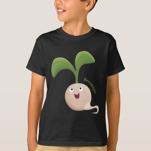 Cute happy seed cartoon illustratie t-shirt (Voorkant)