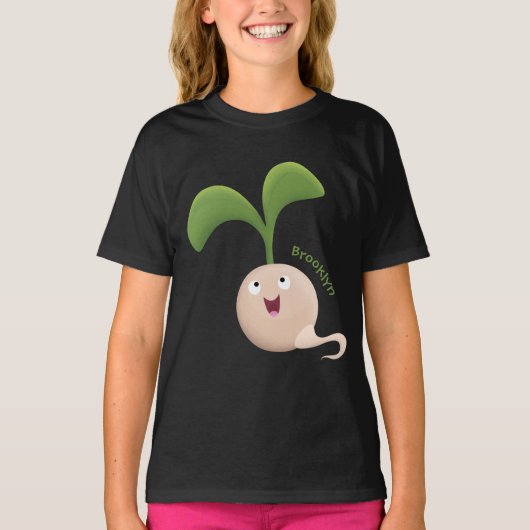 Cute happy seed cartoon illustratie t-shirt (Voorkant)