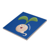 Cute happy seed cartoon illustratie tegeltje (Zijkant)