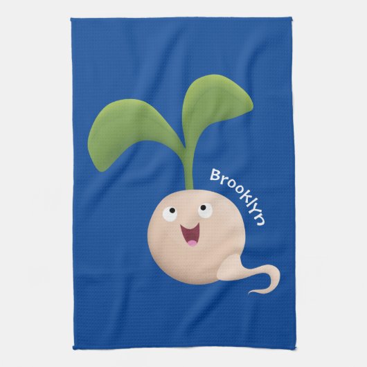 Cute happy seed cartoon illustratie theedoek (Verticaal)