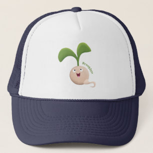 Cute happy seed cartoon illustratie trucker pet