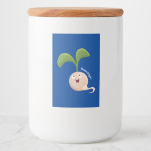 Cute happy seed cartoon illustratie voedselcontainer etiket