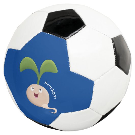 Cute happy seed cartoon illustratie voetbal (Drie kwart)