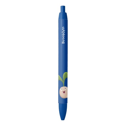 Cute happy seed cartoon illustratie zwarte inkt pen (Voorkant Verticaal)