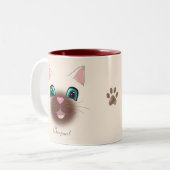 Cute Happy Siamese Cat Face Tweekleurige Koffiemok (Voorkant links)