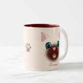 Cute Happy Siamese Cat Face Tweekleurige Koffiemok (Voorkant rechts)
