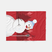 Cute Happy Singing Snowman met Kerstmis Red Fleece Deken (Voorkant (Horizontaal))
