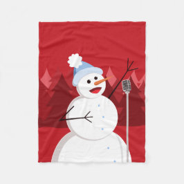 Cute Happy Singing Snowman met Kerstmis Red Fleece Deken
