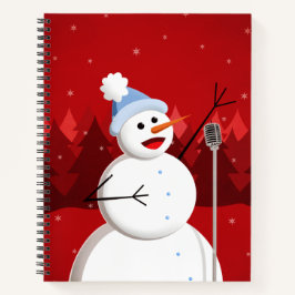 Cute Happy Singing Snowman Notitieboek