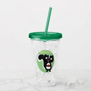 Cute happy skunk cartoon illustratie acryl drinkbeker