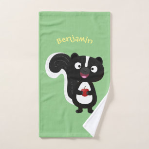 Cute happy skunk cartoon illustratie bad handdoek