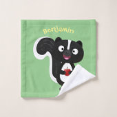 Cute happy skunk cartoon illustratie bad handdoek (Wasdoekje)