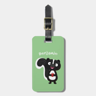 Cute happy skunk cartoon illustratie bagagelabel