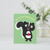 Cute happy skunk cartoon illustratie briefkaart (Staand voorkant)