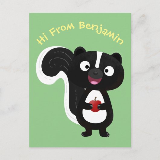 Cute happy skunk cartoon illustratie briefkaart (Voorkant)