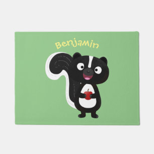 Cute happy skunk cartoon illustratie deurmat