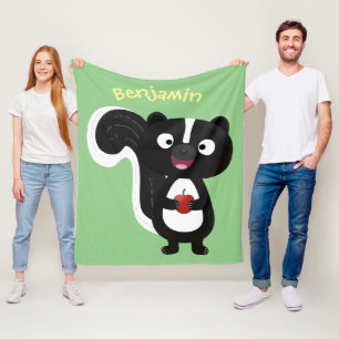 Cute happy skunk cartoon illustratie fleece deken