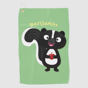 Cute happy skunk cartoon illustratie golfhanddoek