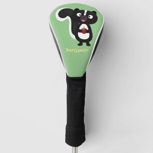 Cute happy skunk cartoon illustratie golfheadcover (Voorkant)