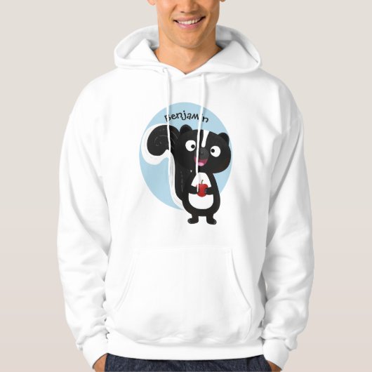 Cute happy skunk cartoon illustratie hoodie (Voorkant)