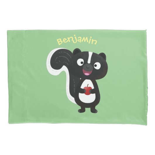 Cute happy skunk cartoon illustratie kussensloop (Voorkant)