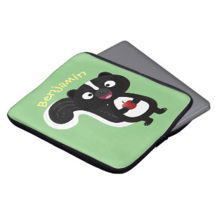 Cute happy skunk cartoon illustratie laptop sleeve