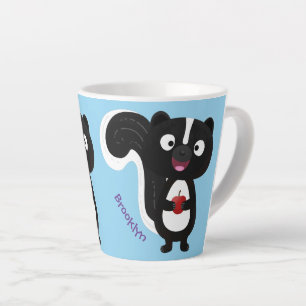 Cute happy skunk cartoon illustratie latte mok