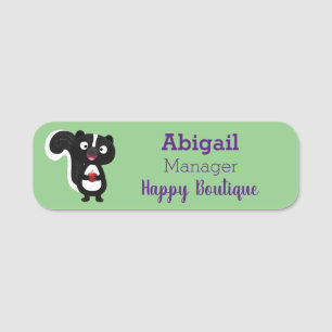 Cute happy skunk cartoon illustratie naamplaatje