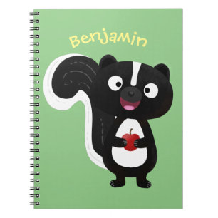 Cute happy skunk cartoon illustratie notitieboek