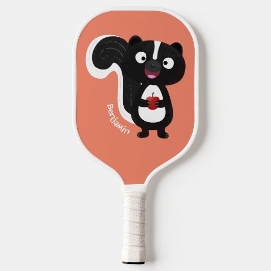 Cute happy skunk cartoon illustratie pickleball paddle (Achterkant)