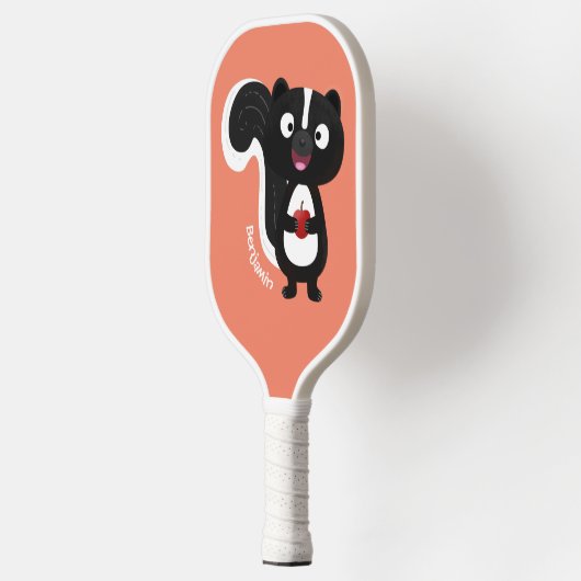 Cute happy skunk cartoon illustratie pickleball paddle (Links)