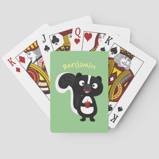 Cute happy skunk cartoon illustratie pokerkaarten (Achterkant)