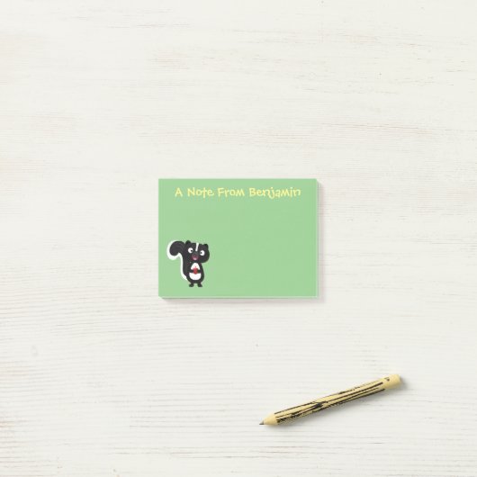 Cute happy skunk cartoon illustratie post-it® notes (Op bureau)