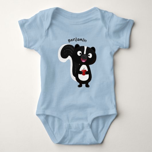 Cute happy skunk cartoon illustratie romper (Voorkant)