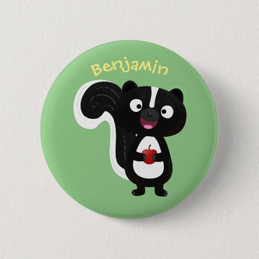 Cute happy skunk cartoon illustratie ronde button 5,7 cm (Voorkant)