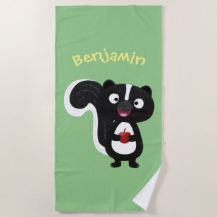 Cute happy skunk cartoon illustratie strandlaken