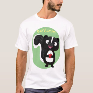 Cute happy skunk cartoon illustratie t-shirt
