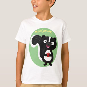 Cute happy skunk cartoon illustratie t-shirt