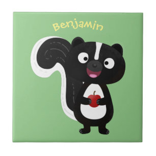 Cute happy skunk cartoon illustratie tegeltje