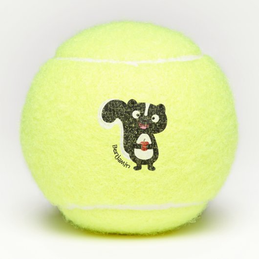 Cute happy skunk cartoon illustratie tennisballen (Voorkant)