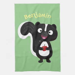 Cute happy skunk cartoon illustratie theedoek