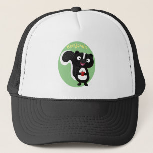 Cute happy skunk cartoon illustratie trucker pet