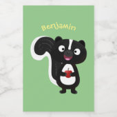 Cute happy skunk cartoon illustratie voedselcontainer etiket (Enkel label)