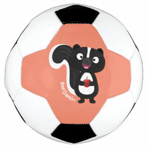 Cute happy skunk cartoon illustratie voetbal