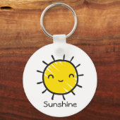 Cute Happy Smile Sunshine Custom Text Sleutelhanger (Voorkant)