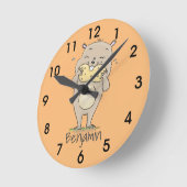 Cute happy smiling hamster with peanut cartoon rou ronde klok (Hoek)