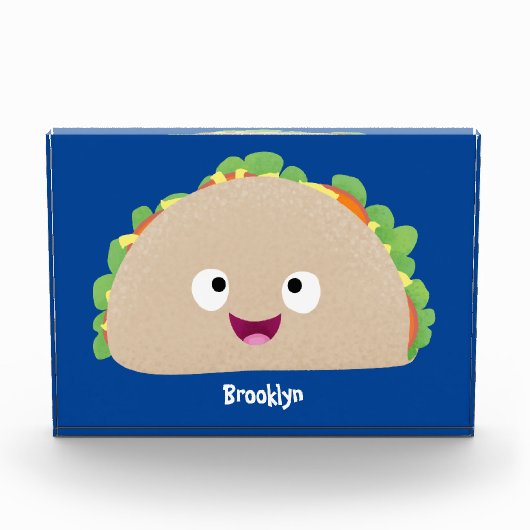 Cute happy smiling taco cartoon illustration fotoblokken (Voorkant)