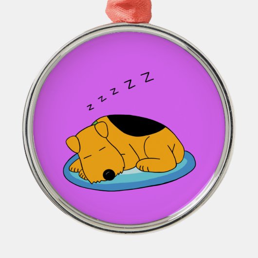 Cute Happy Snoring Airedale Dog Premium Ornament (Voorkant)