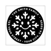 Cute happy snowflake kawaii return address rubberstempel (Afrduk)