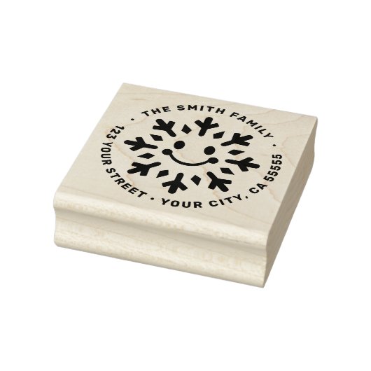 Cute happy snowflake return address rubberstempel (Stempel)